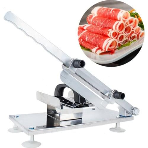 Household MINI Manual Meat Slicer Mutton Roll Frozen Beef Cutter Lamb Vegetable Cutting Machine Stainless Steel Mincer Cutter