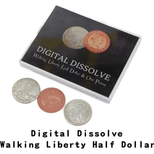 Digital Dissolve (Walking Liberty Half Dollar) Magic Tricks Gimmick Visually Coin Change Magia Magician Close Up Illusions Props