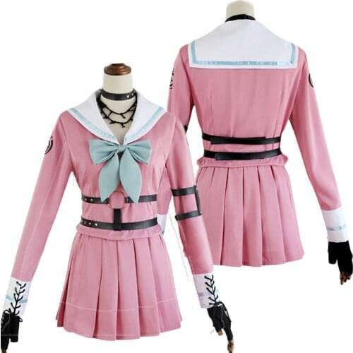 Danganronpa V3 Killing Harmony Iruma Miu Cosplay Costume Anime Game Woman Girls Halloween Party School Uniform Sets Wig C120K204