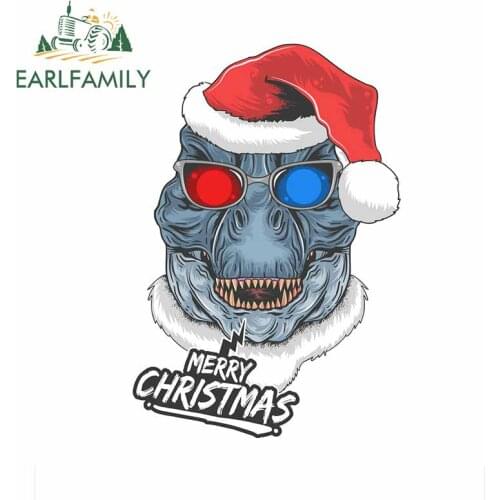 EARLFAMILY 13cm x 8.9cm For Dinosaur Santa Claus Vinyl Car Stickers Auto Refrigerator Decal Windshield 3D For JDM SUV VAN