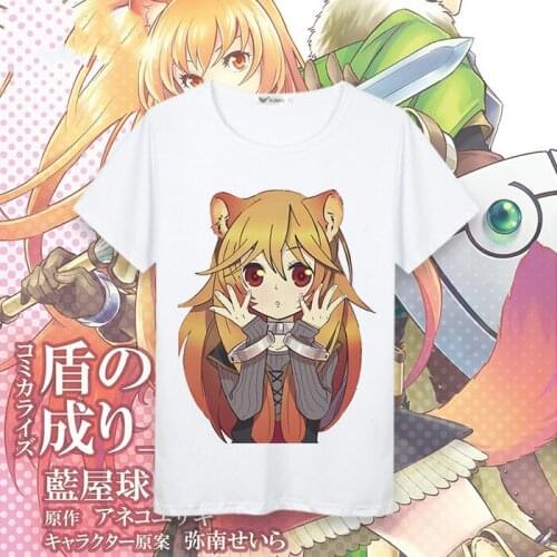 The Rising of the Shield Hero Cosplay T Shirt Naofumi Iwatani Raphtalia Catoon T-Shirt Summer Top Tee Halloween Cosplay Costume