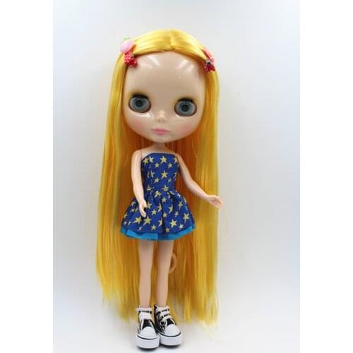 Blygirl Doll Yellow medium hair Blyth body Doll Fashion can change makeup