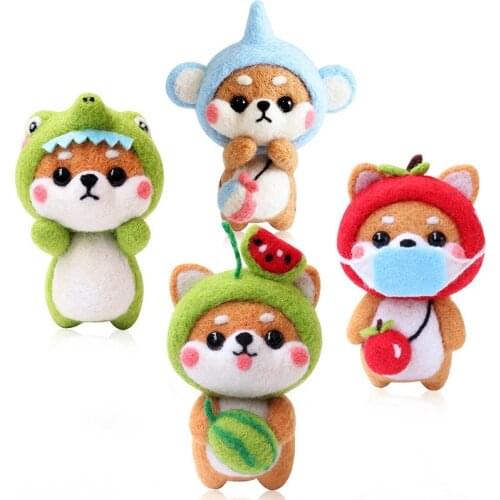 LMDZ Creative Wool Felt Needle Poked Kitting DIY Cute Animal Dog Wool Felting Package Non-Finished Handmade Pets Toy Doll