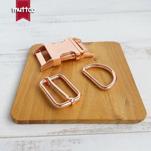 Metal buckle+adjust buckle+D ring/set) DIY Dog Collar rose golden 3.0cm zinc alloy buckle adjuster Sewing buckles