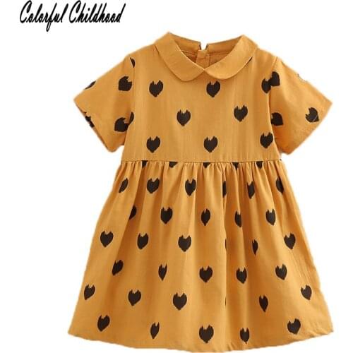 Fashion Cute Baby Kids Girls Dress Summer Short Sleeve Love Heart Print baby girl clothes 2t-7