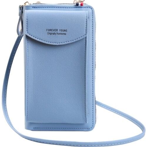 Women Wallet femle Mini Leather Shoulder Messenger Bag Strap Mobile Phone Pocket Big Card Holder Handbag Girls Small pouch Bags