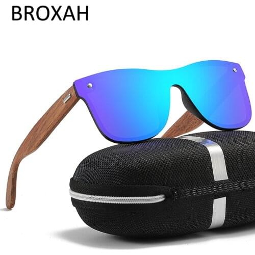 Men' Polarized Sunglasses 2021 Walnut Wooden Mirror Sun Glasses Handmade Eyewear Women Vintage Oculos de sol