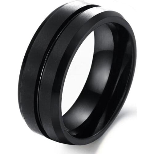 Hot Sale 8mm Men Tungsten Black Line Ring