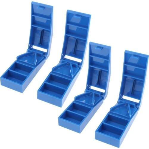 Pack of 4pcs Adults Kids Blue Ergonomic ABS Pill Splitters Cutters Unique V-shape Grips Pills for an Accurate Cut