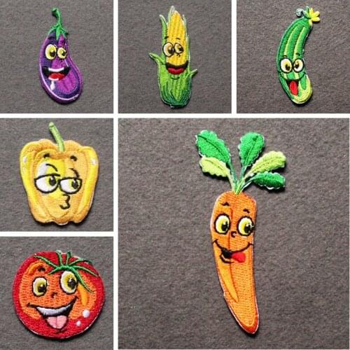 DIY Iron On Patch Cartoon Vegetables Patch Embroidery Patches For Clothes Funny Badges Sewing On Clothing Stripes Accessories