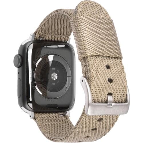 BEAFIRY Nylon Band Compatible with Apple Watch 44mm 40mm 42mm 38mm Smartwatch Straps for iwatch Series 4 5 SE 6 Watchband Grey