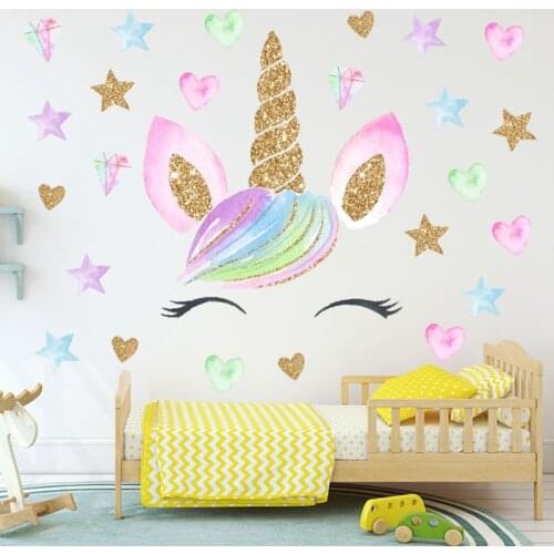 New Arrival PopularAnimal Unicorn Wall Sticker Vinyl Monogram Theme For Kids Babay Nursery Room Cartoon Wallpaper
