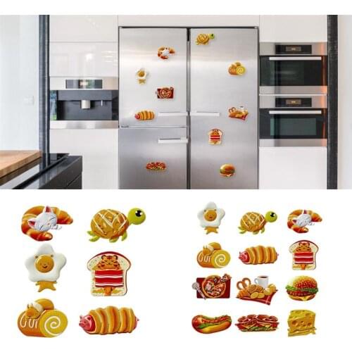 New Refrigerator Magnets Stickers Decor 3D Resin Cartoon Fridge Magnets Creative Food Fridge Stickers Message Board Accessories