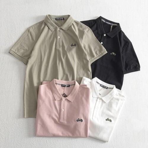 Obrix V-Neck Cotton Solid Color Breathable Loose Male Polo Casual Style T-Shirt For Men