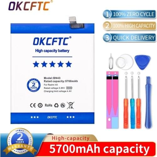 Orginal BN43 battery 5700mAh For Xiaomi Redmi Note 4X / Note 4 global Snapdragon 625 High Quality BN43 Battery + Free Tools