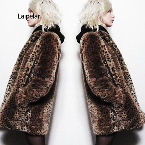New Fashion Women Leopard Faux Fur Coat Hooded Long Jacket Women Artificial Fur Coat Female High imitation Fur Coat