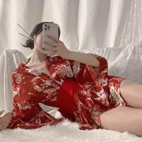 Sexy Lingerie Outfit Traditional Style Robe Temptation Costumes Pajamas Set for Women Japanese Kawaii Kimono Uniform Cosplay