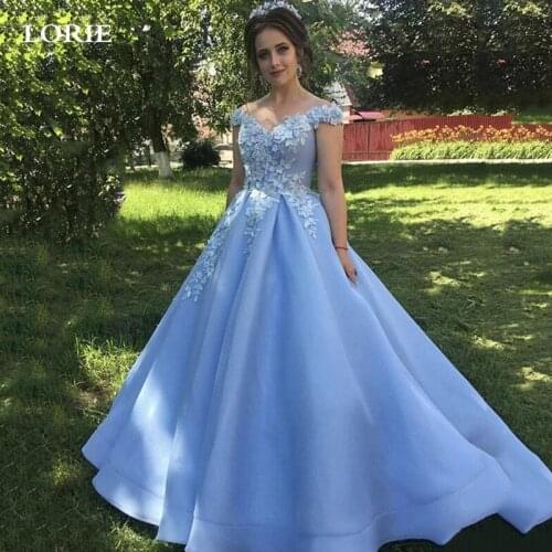Lorie Princess Wedding Dresses Satin Sky Blue Vestido de novia Off The Shoulder Wedding Bride Dresses Ball Gowns Custom Made