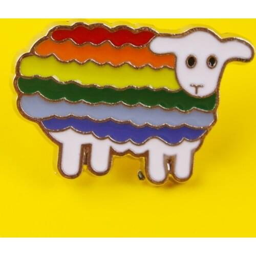Rainbow Lamb Pins Badges for Clothes on Backpack Zinc Alloy Round Badges Metal LGBT Accessories Cute Pin Bisexual Badge Gift