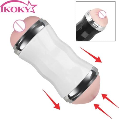 IKOKY Realistic Self Heating Suction Cup Real Vagina and Mouth Automatic Male Masturbator Vagina Vibrator Masturbation Cup