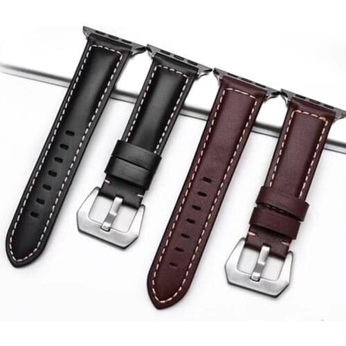 Handmade 9 Color Watch Accessories Vintage Genuine Crazy Horse Leather Apple 40mm 44mm Watchband Watch Strap & Watch Band