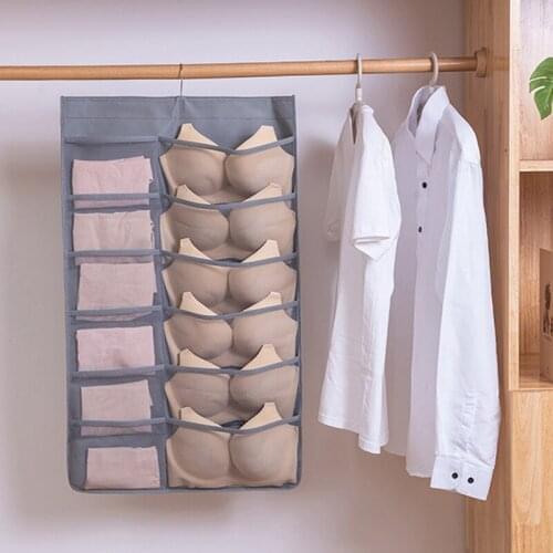 Foldable Underwear Hanging Bag Organizer Double Sided Storage Wardrobe Door Back Hanging Bag For Home Dormitory