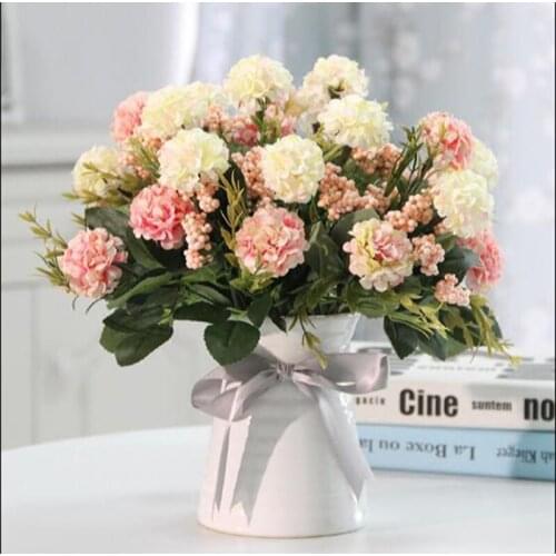 Modern Ceramic Vase+Artificial Flower Rose Floral Set Crafts Livingroom Coffice Desktop Silk Fake Flower Pot Oornaments Decor
