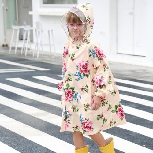 Stylish Big Flower Children Raincoat Girls Poncho Baby Waterproof Poncho Rain Coat Kids Rainwear Baby Band Rain Jacket