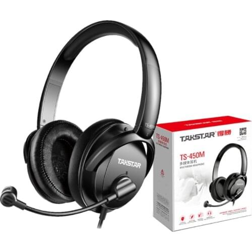 Takstar TS-450M Multimedia Wired Headphone Gaming Computer Headsets Closed design High sensitivity microphone splitter cable