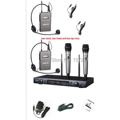 Takstar X7 1pc Receiver Two Lapel + Two Headset + 2 Handheld Microphone UHF wireless microphone X7PP HH black 200 channels