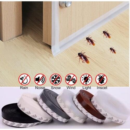 5 Colors 5M Length Window Door Bottom Self Adhesive Silicone Rubber Seal Weathering Strip Doors Sealing Bar Windows Sealing Tape