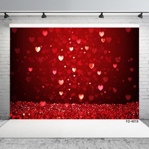 Red Hearts Sand Glitter Sparkle Bokeh Photo Backgrounds Vinyl Photography Backdrop for Lovers Valentines Day Wedding Photobooth
