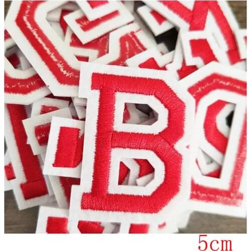 Embroidery Brand Patch Red Color Name Letter Sew on Transfer Iron on Sticker Baby Clothes Bag Decoration