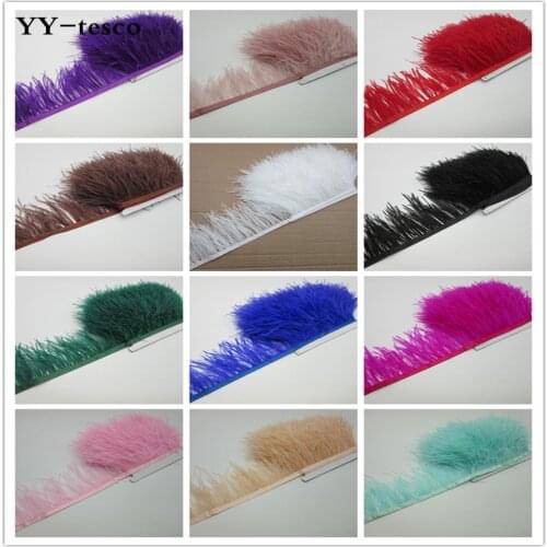 High quality fluffy ostrich feather trimming cloth sideband 1 yards long DIY clothing accessories decorative accessories 8-11cm