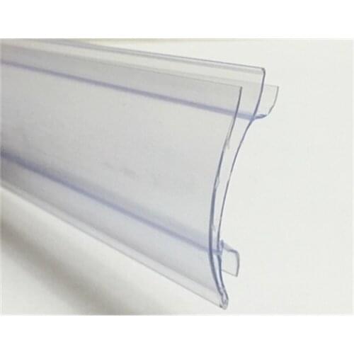 Supermarket PVC label holder arc strip shelf protection guardrail POP sign tag banner holder clip strip shelf talker