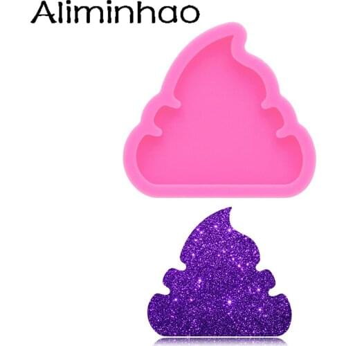 DY1201 Mirror Poop Mold, Keychain Flexible Silicone Rubber Mold, Epoxy Resin Polymer Clay Jewelry Necklace Earring Mold