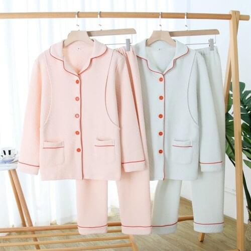 Fdfklak Women Maternity Pajama Clothing Set Soft Pajamas 2PCS Autumn Home Wear Sleepwear Clothes Pregnant Women Tracksuit