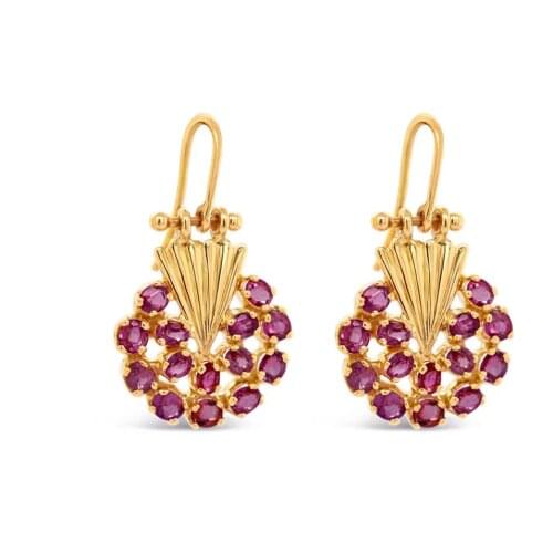 2020 Trendy Rose Red Cubic Zirconia Dangle Earrings for Women Fashion Jewelry Wedding Engagement Gold Earring Accessories Mujer