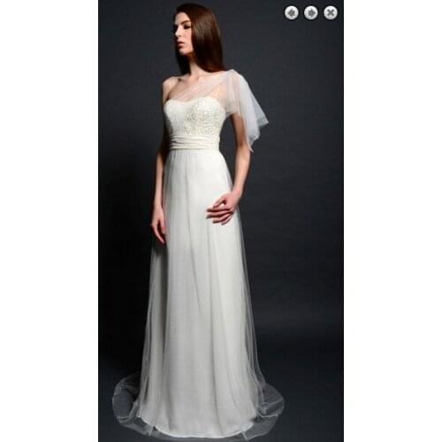 Free shipping new fashion maxi dresses 2016 brides maid vestidos formal evening plus size white long beaded Graduation Dresses