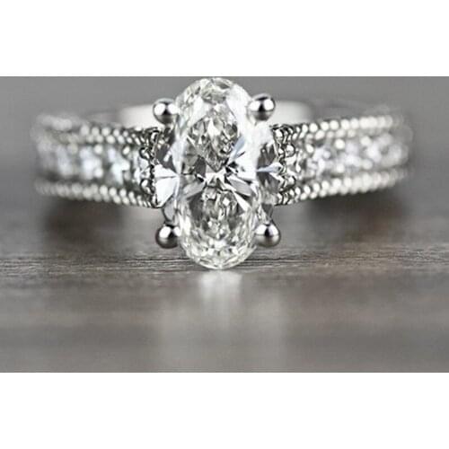 YH-ZL Luxury Female Oval Ring Claddagh Ring White Gold Filled Jewelry Fashion Wedding Rings For Women Birth Stone Gifts