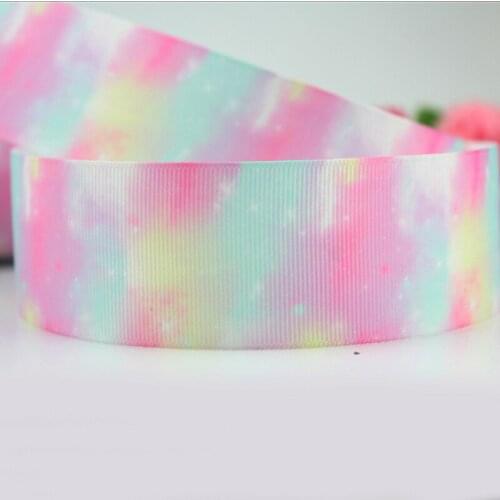 1" 25mm rainbow colored fabric tape hot-transfer printed grosgrain polyester ribbon for christmas handmade 10 yards