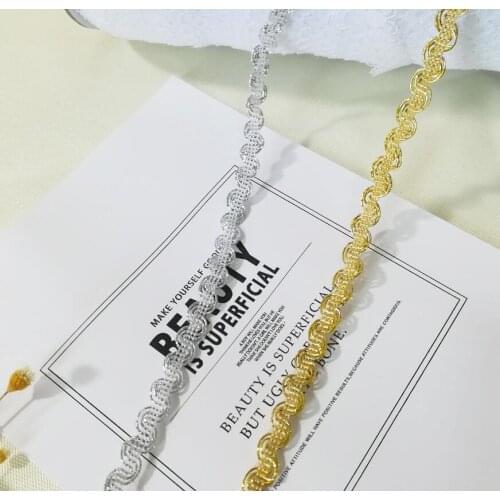 1Yards Latest Gold Silver Lace Ribbon 0.8cm Guipure Fabric Laces Trim Sewing Trimmings Lace Fabric Clothing dentelle encaje LA21