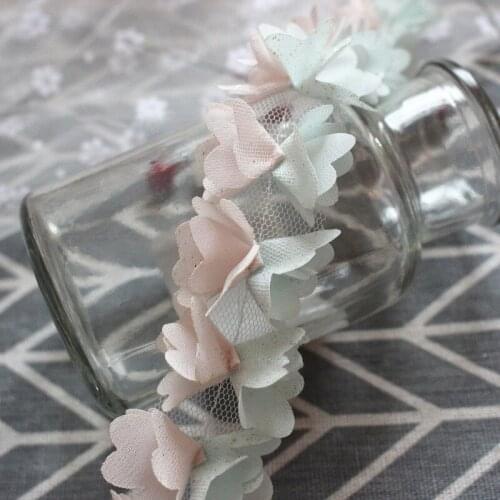 1yards 40mm Gold Powder Mesh Flowers Organza Stain Ribbon for DIY Crafts Headdresses Clothes Decoration Accessories Material