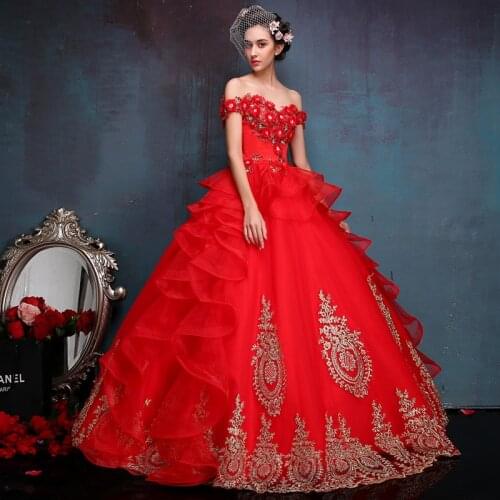 100% real luxury red golden embroidery flowers medieval dress Renaissance gown queen Victorian Belle Ball gown