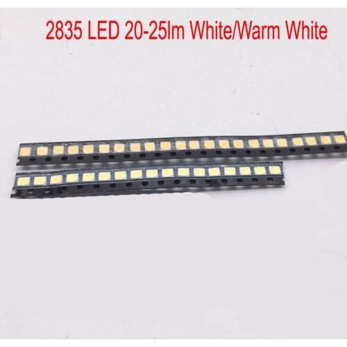 100pcs 0.2W SMD 2835 LED Lamp Bead 20-25lm White/Warm White SMD LED Beads LED Chip DC3.0-3.6V for All Kinds of LED Light