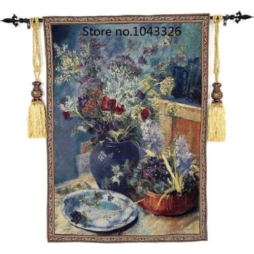 100x138cm Cotton Jacquard Tapestry Idyllic Tapestry Art Murals Exquisite Walled Blue Wildflowers Wall Hangings Decoration ST-32