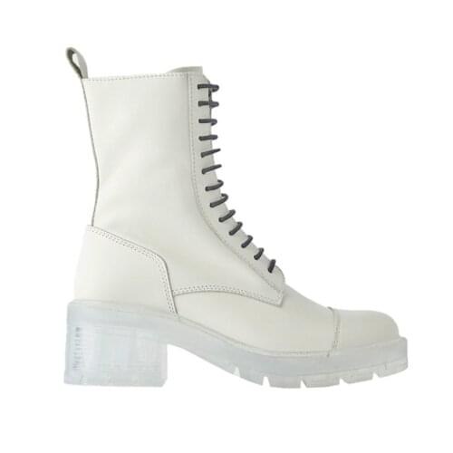 2021 Female Mid Calf Boots Women Genuine Leather Martin Boots Lace Up Boots Fashion High Quality Boots