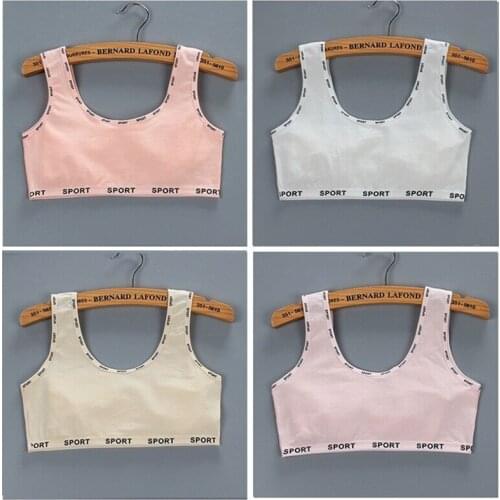3Pc/Lot Girl Vest Cotton Spandex Big Girls Sport 7-14 Years Adolescente Kids Underwear Letter Racerback Training Teen Bra