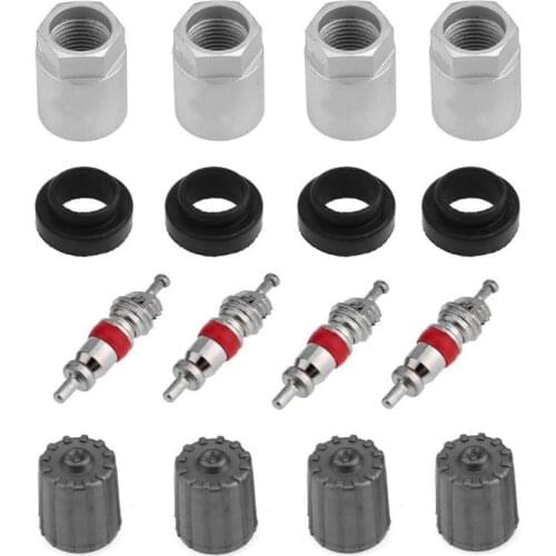 4 Set Auto Car Tire Pressure Monitor Valve Stem Caps Sensor Indicator TPMS Service Kit with Nut Valve Cap Gasket Diagnostic Tool