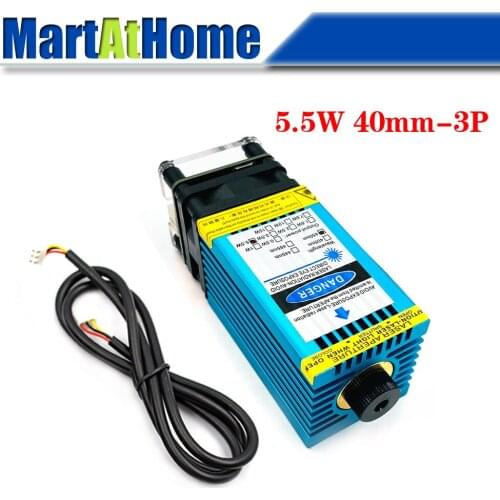 5.5W 405nm Blue Violet Laser Module TTL PWM DC 12V 3P Adjustable Focal Length Built-in Driver for CNC Engraving Cutting